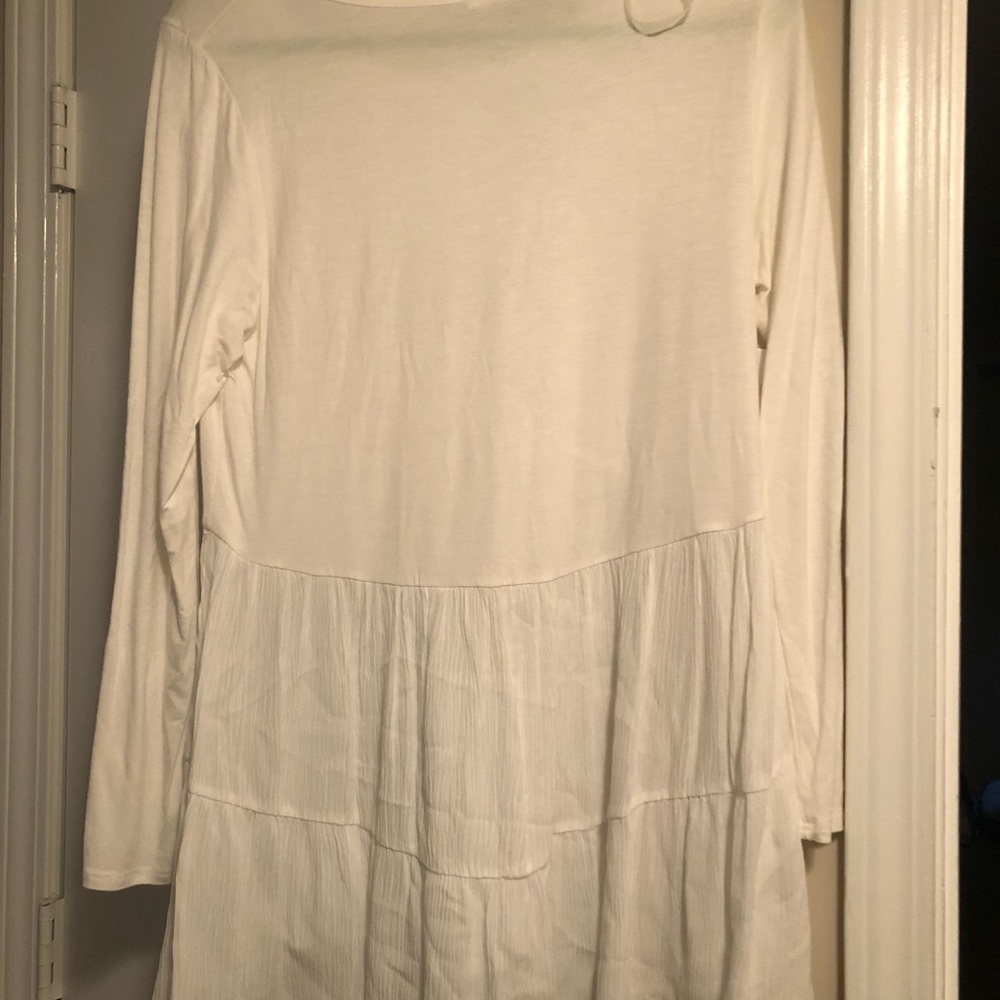 White ruffled long sleeve top